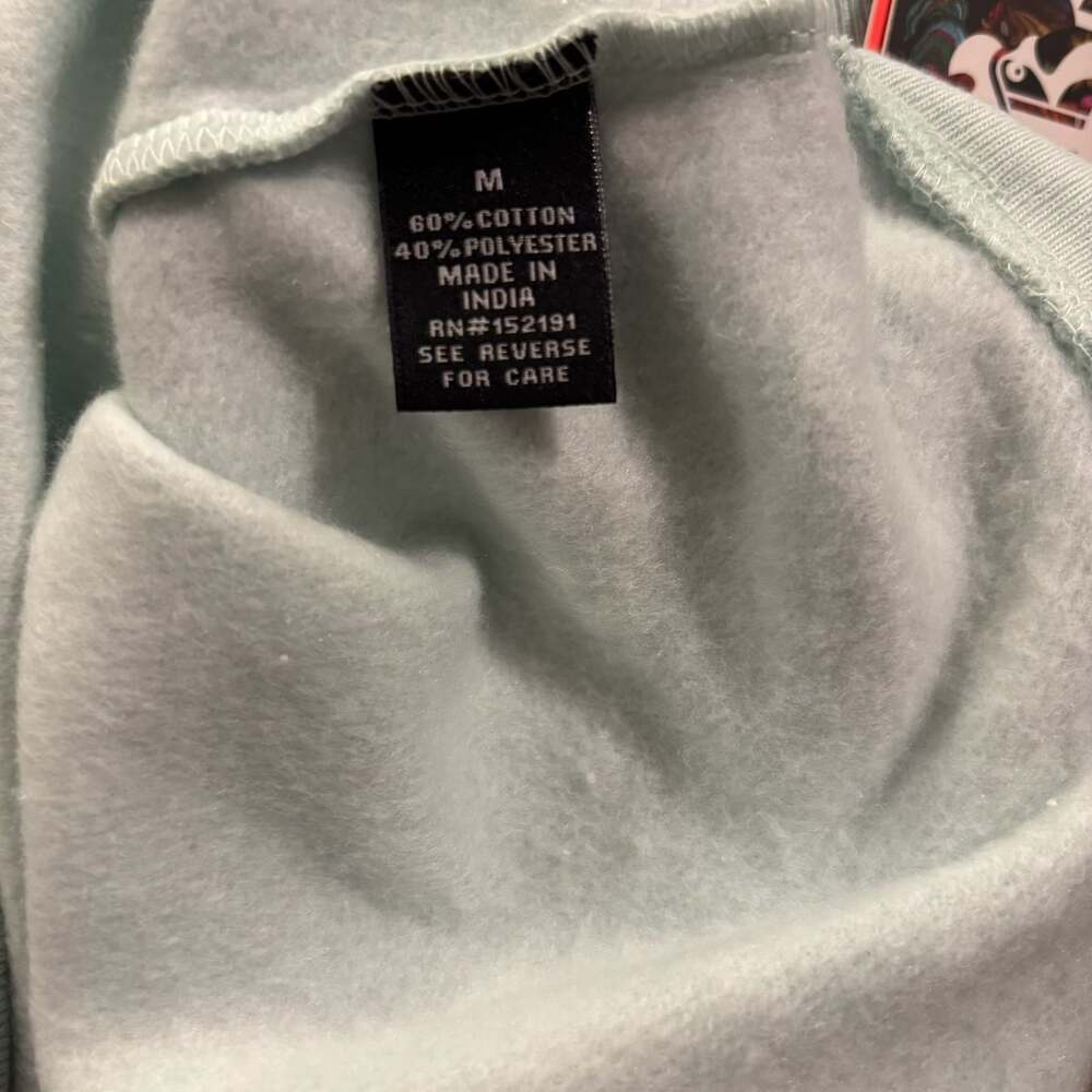 Blind Rooster Men's Sweatshirt “Peace” Black Japanese Roses Pastel Green Size L - Picture 4 of 5